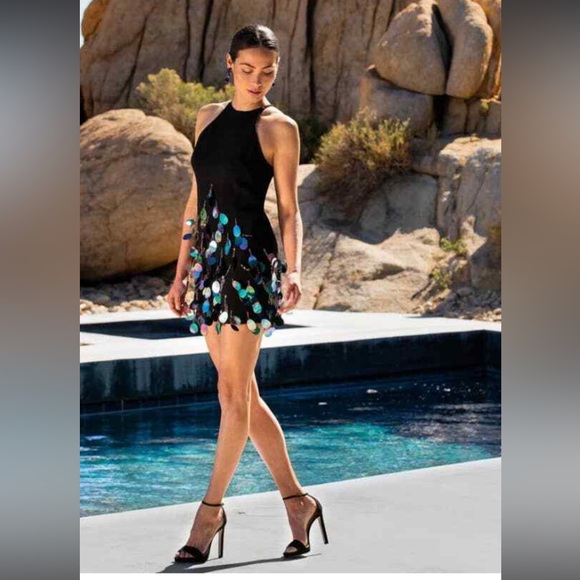 HELSI Paillette Cocktail Dress Jewel Neck Black Size small NWT - Picture 2 of 11